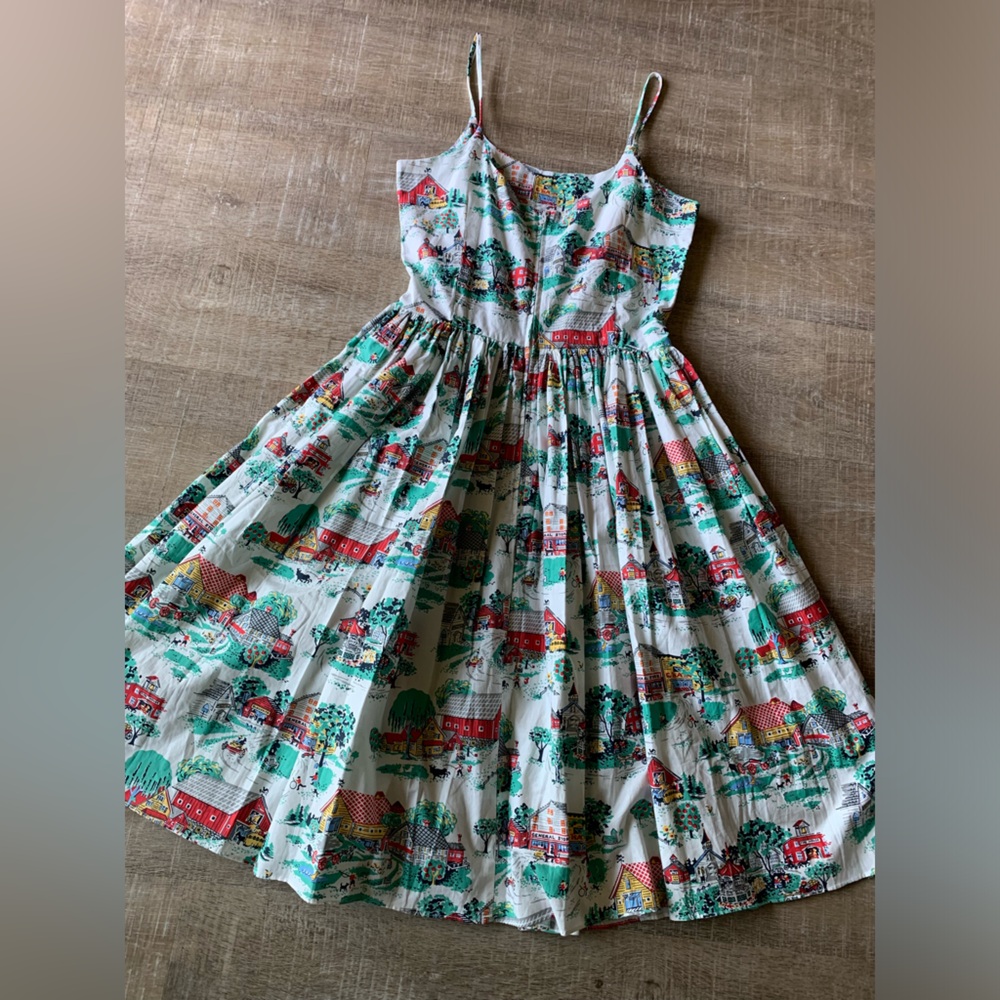 Bernie Dexter Womens Retro Chelsea Dress M Pinup USA Fit & Flare rockabilly vtg - Picture 7 of 14